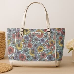 Sakroots Tote Bag Multicolor Floral Print Shoulder Purse Boho Chic Casual